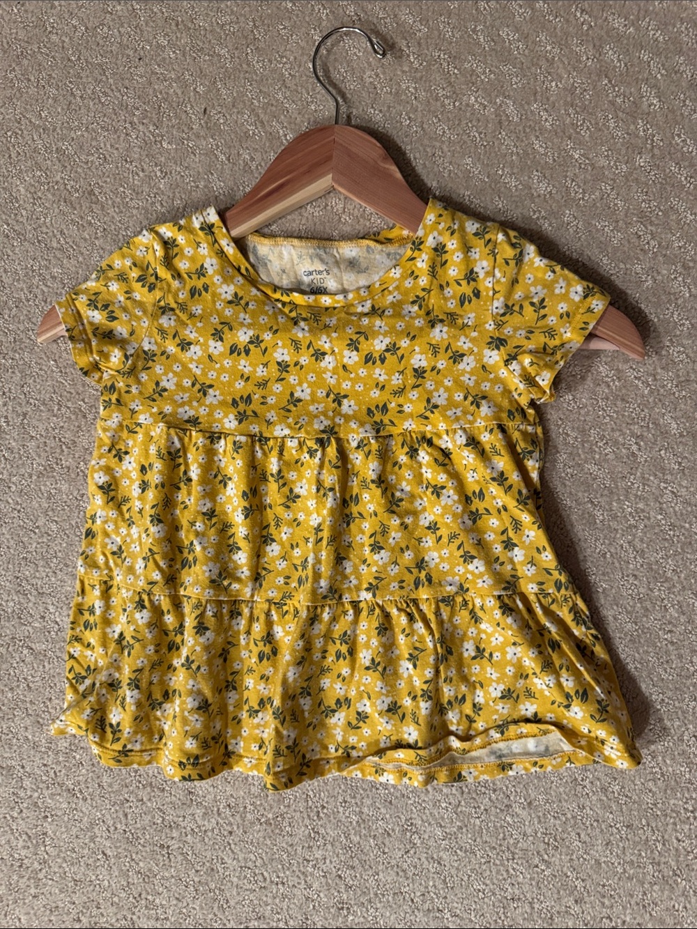 Carter's Yellow Floral Ruffle Hem Top